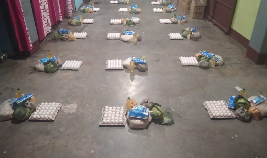 Essentials kept for distribution maintaining social distancing